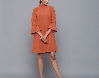 strapless open back dress Orange Vintage Washed Denim Dress main image 1