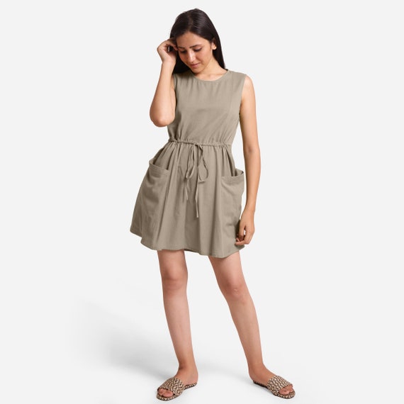 Short Dress with Pockets, Cotton Flax Dress, Princess Line Fit and Flare Dress, Customizable Dress, Plus size, Petite, Tall etsw Short Dress with Pockets, Cotton Flax Dress, Princess Line Fit and Flare Dress, Customizable Dress, Plus size, Petite, Tall etsw