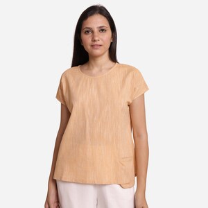Light Yellow A-Line Top, Boat Neck Top, Relaxed Fit Top, Customizable Top, Top With Pocket cw etsw