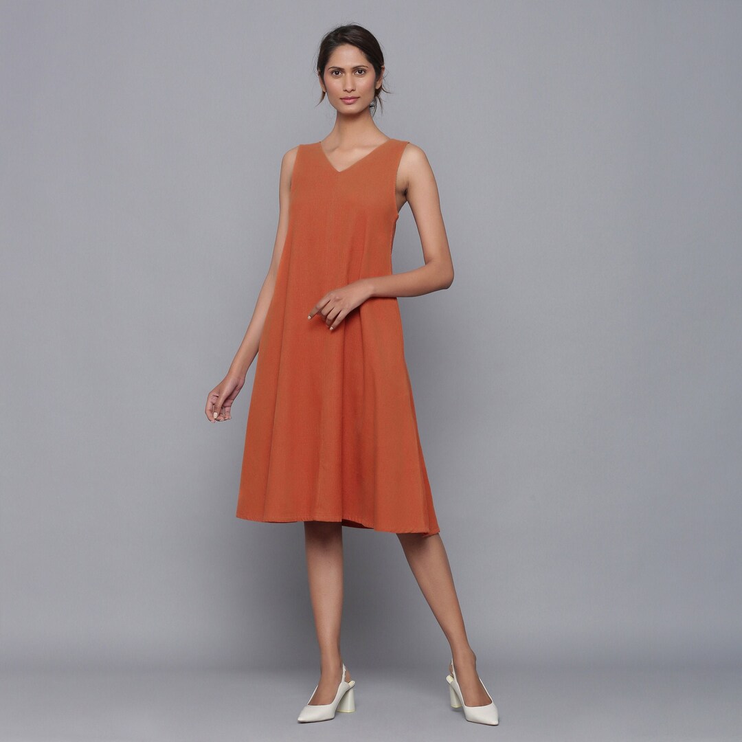 knee length corduroy dress Talissa | Camel Pinwale Corduroy Cotton Shirt Dress