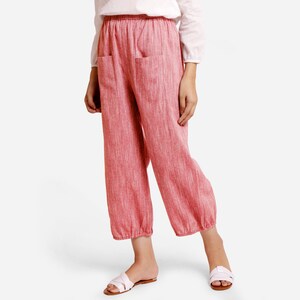 100% Cotton Harem Pant, Customizable Pant with Pockets, Mid-Rise Pant, Yarn Dyed Pants, Paneled Pant, Plus Size, Petite, Tall etsw
