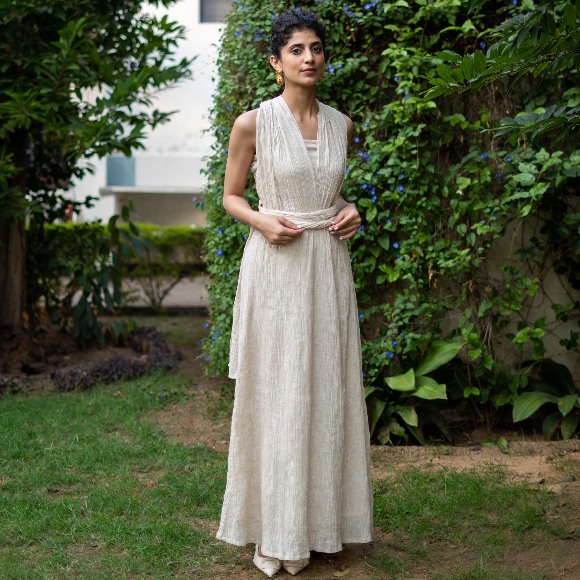 knee length dresses for ladies Marigot Bay Linen Dress – Chen Burkett New York
