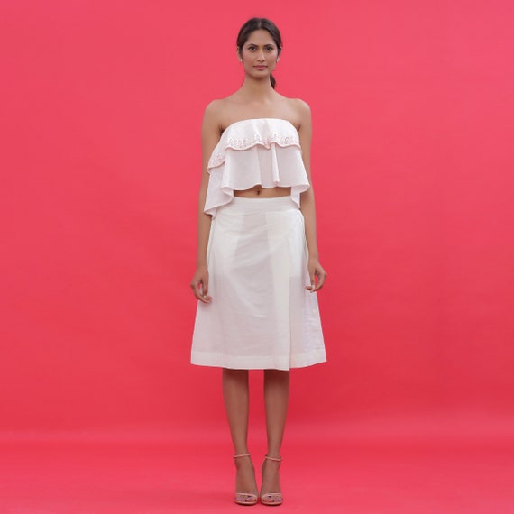 VIP【関税送料無料】希少 Forte_forte Popeline cotton skirt Off-white Cotton Poplin A-line Skirt, Knee Length Comfort