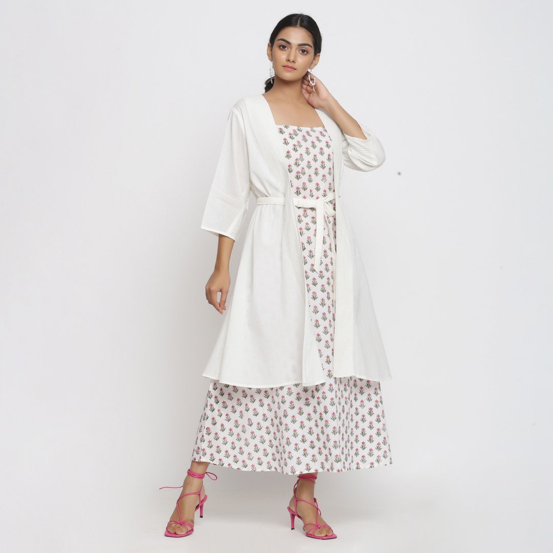 Beige - Sanganeri Block Printed Cotton Stitched Blouse