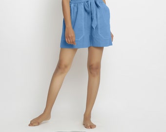 Pantalones cortos cortos 100% algodón rosa polvo, pantalones cortos teñidos de vegetales, pantalones cortos de altura media, pantalones cortos personalizables con bolsillos, talla plus, petite, etsw alto