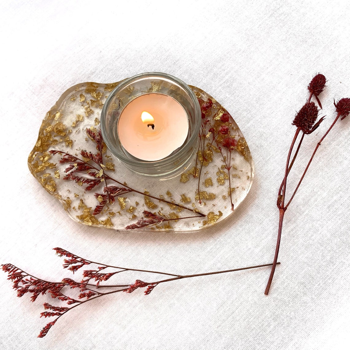 Tea light holder candle holder resin art and handmade Etsy