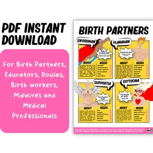 Birth Partners Cheat Sheet by The Naked Doula - Instant Digital Download for Doula/Birth Workers/Midwives/Birth Partners / Hypnobirthing