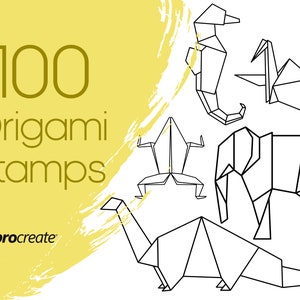 Origami Procreate Stempel | Geometrische TierProcreate Stempel | Origami Tiere Set Procreate Stempel | Kommerzielle Lizenz enthalten