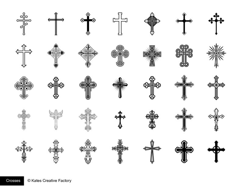 150 Cross Tattoo Procreate Stamps Religious Tattoo Procreate | Etsy