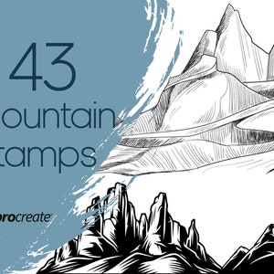 Mountain Procreate Stamps | Landscape Procreate Stamps | Nature and Mountain Silhouette Procreate Stamps | Commercial License Included
