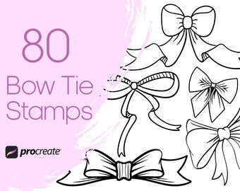 80 Bow Tie Procreate Stamps: Ribbon, Braid, Snood (Commercial Licence)