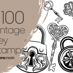 Key Procreate Stamps | Vintage Procreate Stamps | Victorian, Baroque and Furniture Procreate Stamps | Commercial Licence Included