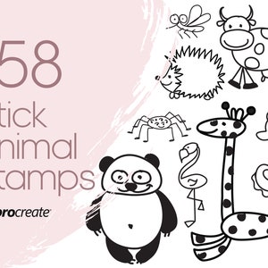 Stick Animal Stamps, Animal Doodle Procreate Stamps, Procreate Doodle Stamps, Cute Procreate Stamps, Commercial License Included