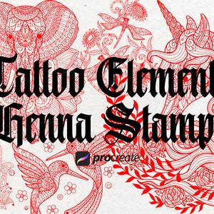 29 Henna Tattoo Procreate Stamps | Mandala Tattoo Procreate Stamps | Procreate Coloring Stamps | Tattoo Stencils | Mandala Stencil