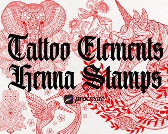 29 Henna Mandala Tattoo Procreate Stamps: Coloring Stencils (Digital Download)