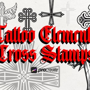 150 Cross Tattoo Procreate Stamps | Religious Tattoo Procreate Stamps | Procreate Tattoo Stencils | Tattoo Artist | Procreate Tattoo Bundle