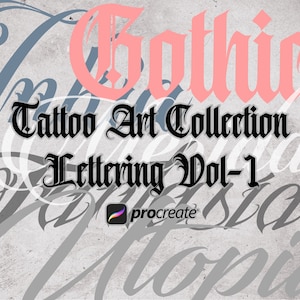 Procreate Tattoo Lettering Vol-1, Procreate Tattoo Stamps, Procreate Tattoo Brushes, Procreate Tattoo Stencils, Tattoo Artist