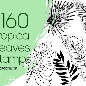 Tropische Blätter Procreate Stempel | Procreate Dschungelblätter | Pflanzen-, Botanik- und Baumprocreate-Stempel | Kommerzielle Lizenz enthalten