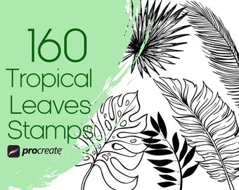 Tropical Leaves Procreate Stamps | Procreate Jungle Leaves | Plant, Botanical and Tree Procreate Stamps | Commercial Licence Included