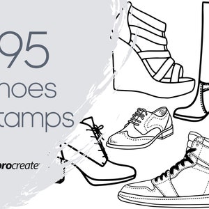 Shoes Procreate Stamps | Sneaker Procreate Stamps | Women&#39;s Shoes, Men&#39;s Shoes and Fashion Procreate Stamps | Commercial Licence Included
