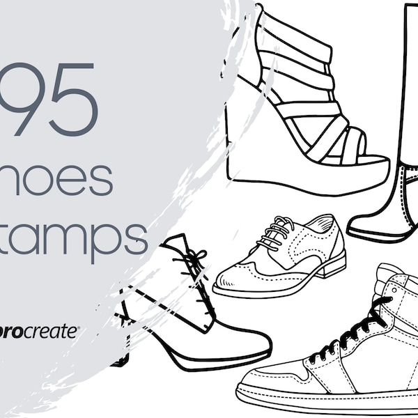 Chaussures Procreate Tampons | Sneaker Procreate Tampons | Chaussures pour femmes, chaussures pour hommes et Fashion Procreate Stamps | Licence commerciale incluse