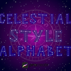 Celestial Alphabet Procreate Stamps | Procreate Lettering | Procreate Zodiac Alphabet Stamps | Commercial Licence Included