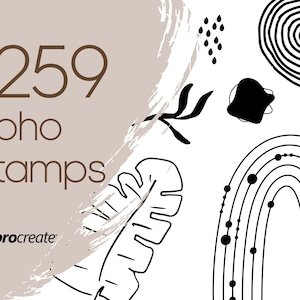 Boho Procreate Stempel | Abstrakte Procreate Stempel | Regenbogen, Form und Blume Procreate Stempel | Kommerzielle Lizenz enthalten