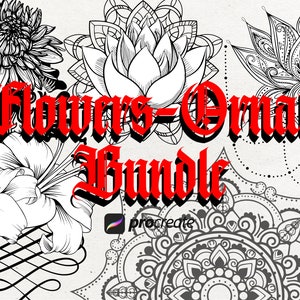 135 Flowers & Ornate Tattoo Procreate Bundle | Unlimited Tattoo Pack | Procreate Tattoo Stamps | Procreate Tattoo Brushes | Tattoo Stencils