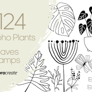 Boho Pflanzen Procreate Stempel | Boho Blätter Procreate Stempel | Abstrakte, Botanische und Boho Procreate Stempel | Kommerzielle Lizenz enthalten