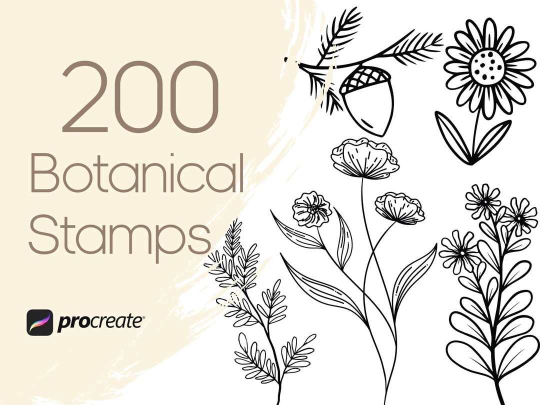 Floral Procreate Stamps | Procreate Flowers Stamps | Procreate Leaves ...