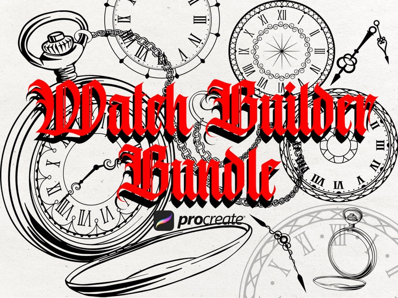 78 Watch Builder Tattoo Procreate Bundle Procreate Tattoo Brushes Procreate Tattoo Stencils Tattoo Artist Procreate Tattoo Stamps image 1