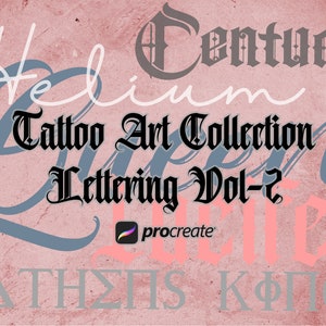 Procreate Tattoo Lettering Vol-2, Procreate Tattoo Stamps, Procreate Tattoo Brushes, Procreate Tattoo Stencils, Tattoo Artist
