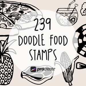 Food Doodle Procreate Stempels | Vlees, Groenten en Fruit Procreate Stamps | Procreate Stamp Bundel | Commerciële licentie inbegrepen