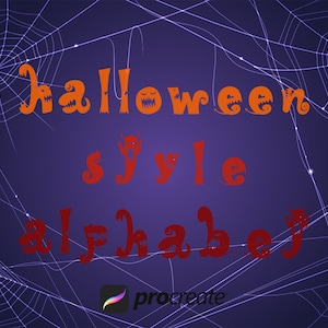 Halloween-alfabet voortplanten postzegels: enge belettering (commerciële licentie)