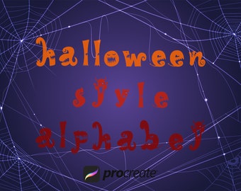 Halloween Alphabet Procreate Stamps | Procreate Lettering | Procreate Scary Alphabet Stamps | Commercial Licence Included