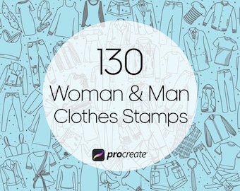 Clothes Procreate Stamps | Fashion Procreate Stamps | Woman Clothes and Man Clothes Procreate Stamps | Commercial Licence Included