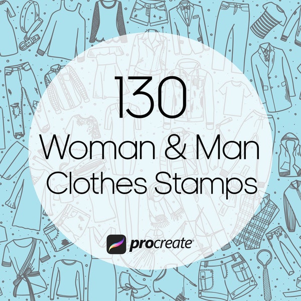 Clothes Procreate Stamps | Fashion Procreate Stamps | Woman Clothes and Man Clothes Procreate Stamps | Commercial Licence Included