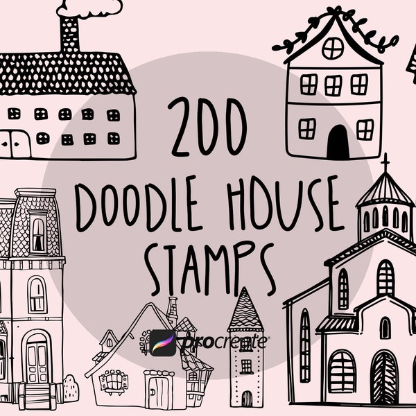 House Doodle Procreate Stamps | Store, Cottage and Church Procreate Stamps | Procreate Stamp Bundle | Commercial Licence Included