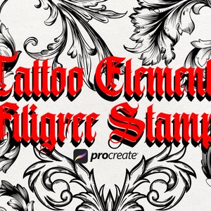 110 Filigree Tattoo Procreate Stamps | Acanthus Ornaments | Procreate Tattoo Brushes | Procreate Tattoo Stencils | Tattoo Artist