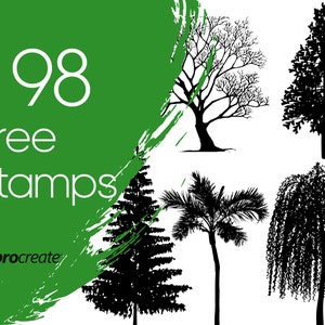 Tampons Tree Procreate | Timbres Nature Procreate | Timbres Paysage, plein air et faune Procreate | Licence commerciale incluse