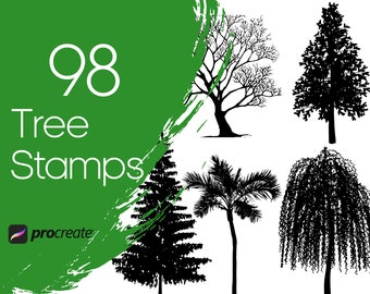 98 Tree Procreate Stamps: Nature, Landscape & Wildlife (Commercial Licence)