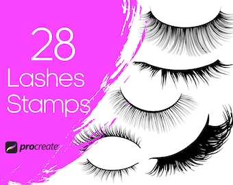 Lashes Procreate Stamps: 28 Eyelash Brushes (Commercial Licence)
