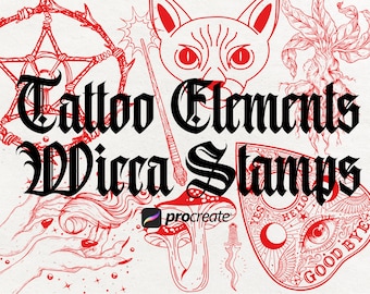 155 Witchcraft Tattoo Procreate Stempel: Mystische Elemente (Digitaler Download)