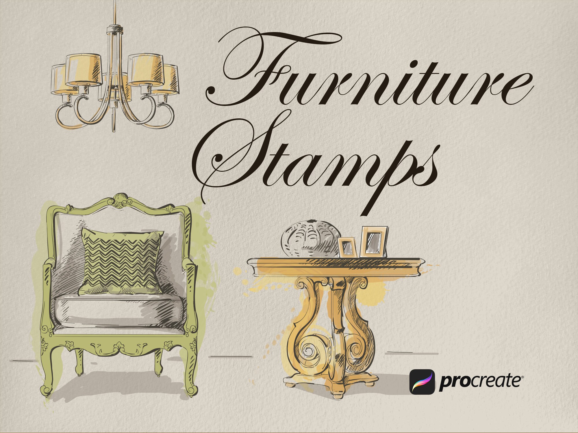 Procreate Furniture Stamps Procreate Vintage Furniture Etsy