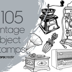 Vintage Object Procreate Stamps | Vintage Furniture Procreate Stamps | Victorian and Baroque Procreate Stamps | Commercial Licence Included