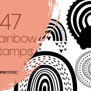 Regenbogen Procreate Stempel | Kinderzimmer Procreate Stempel | Abstrakte, boho und niedliche Procreate Stempel | Kommerzielle Lizenz enthalten