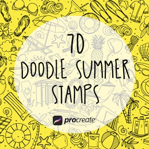 Summer Doodle Procreate Stamps | Beach, Sun and Surf Procreate Stamps | Procreate Stamp Bundle | Commercial Licence Included