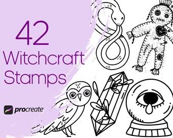 Witchcraft Procreate Stempel: 42 mystische Pinselstriche (Handelslizenz)