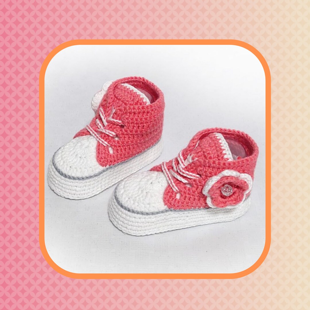 New Baby Winter Socks Shoes In Crochet Character Shoes (0-6 Months) In Pink & White Color On Sale