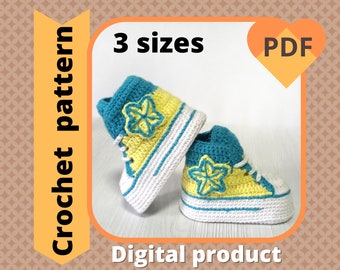 Crochet High Top Booties Pattern, Unisex Baby Sneakers (PDF Pattern)